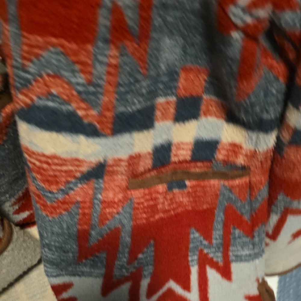 Women’s Red Patterned Aztec Coat Jacket - Unknown… - image 4